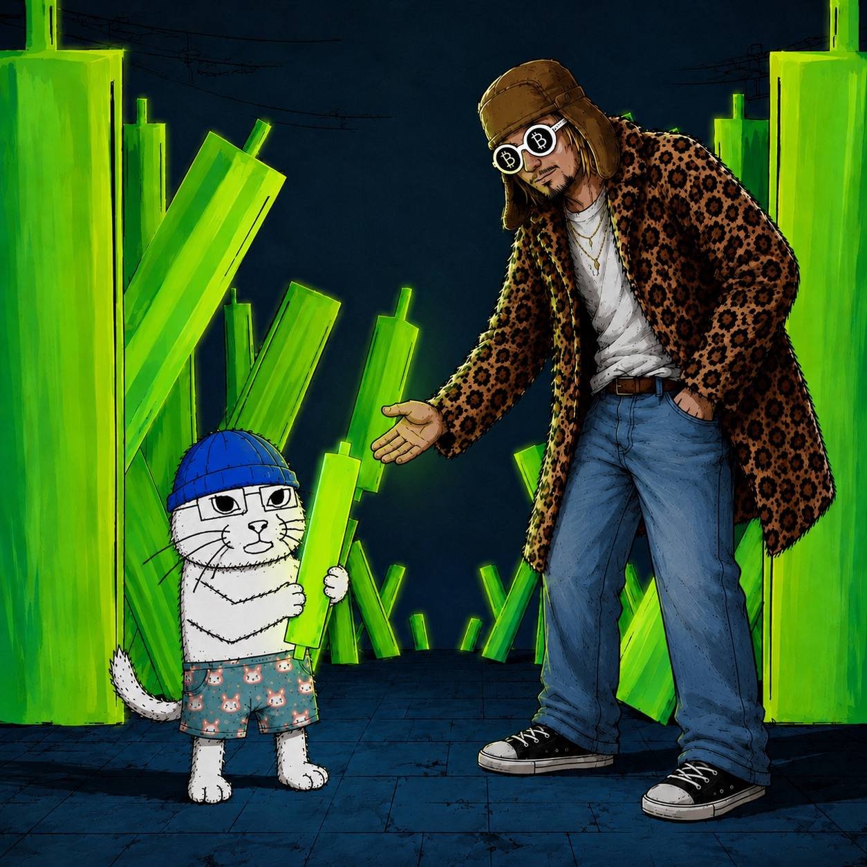 BuilderCat greeted by a crypto trencher